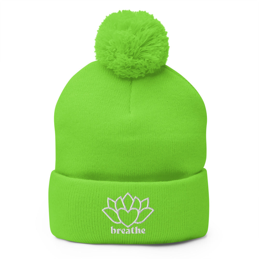 Breathe Pom-Pom Beanie - Neon Green